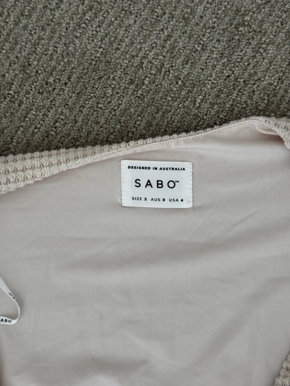 Sabo Beige Waffle Knit Matching Top and Shorts Set - Small - Picture 5 of 7